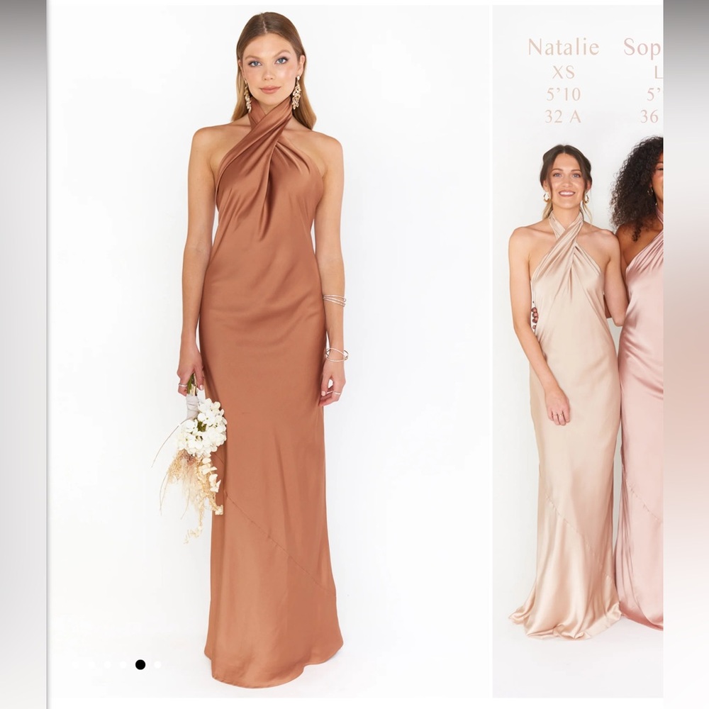 Show me your mumu Jasmine Halter Maxi. Copper Luxe Satin. Size Large
